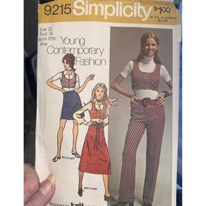 Vintage 1976 Simplicity Sewing Pattern 9215 Size 12 Bust 34 Cut Complete